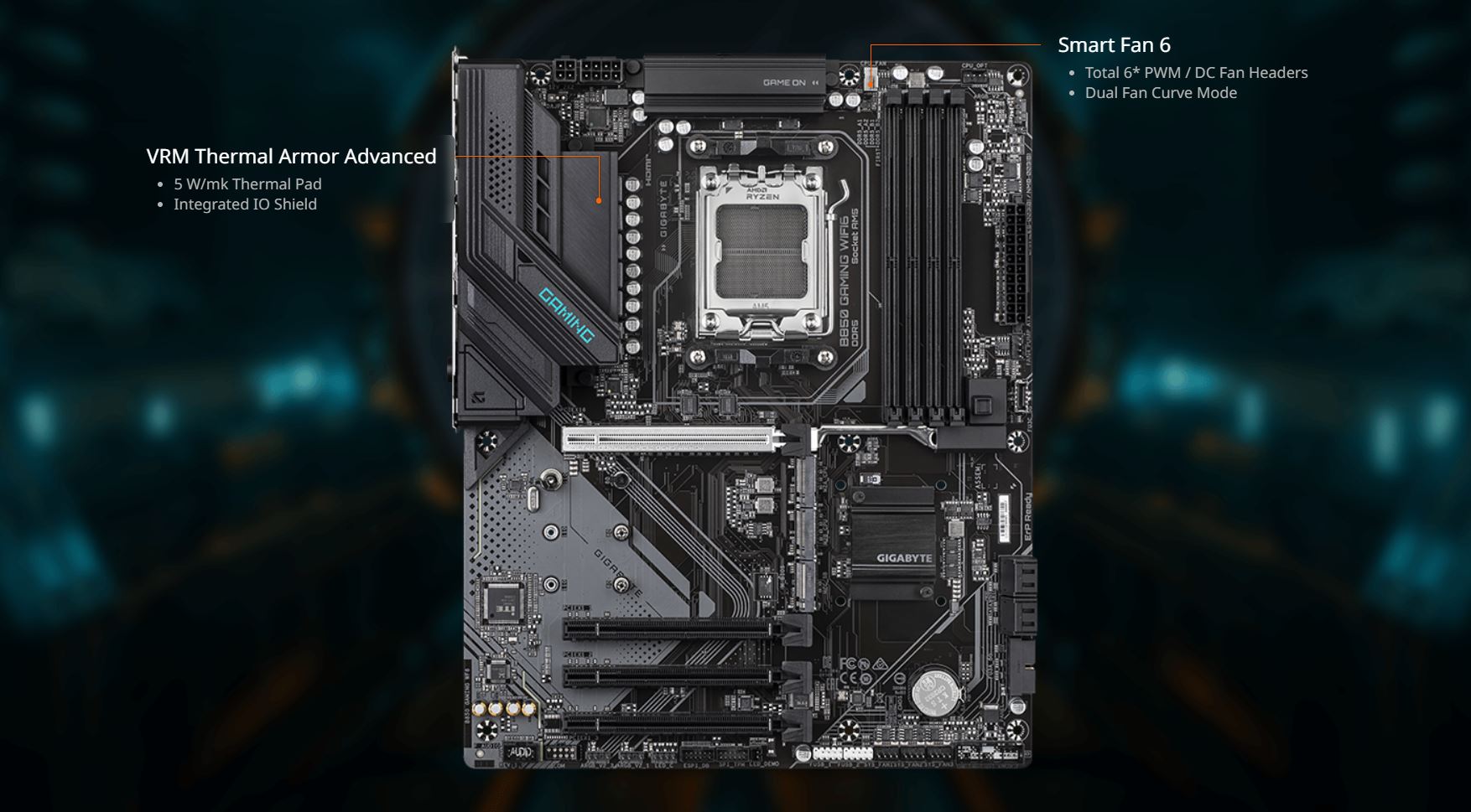 GIGABYTE B850 GAMING WIFI6 AMD AM5 LGA 1718 Motherboard, ATX, DDR5